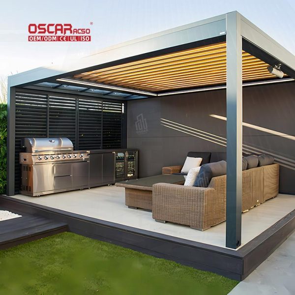 Aluminium Sun – Proof Privacy Backyard Patio Outdoor Garden Pergola Shading Blinds Retractable Pergola