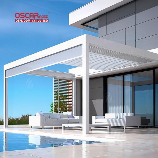 Retractable Aluminium Louvered Roof Garden Patio Terrace Outdoor Bioclimatic Opening Pergola System Retractable Pergola