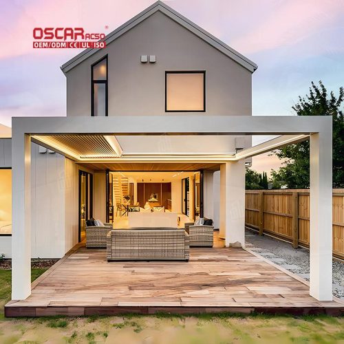 Waterproof Sunshade Modern Motorized Outdoor Aluminum Pergola Gazebo Garden Patio Backyard Retractable Pergola