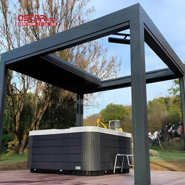 Aluminium Canopy Covers Metal Louver Roof Portable Foldable Outdoor Patio Garden Poolside Retractable Pergola