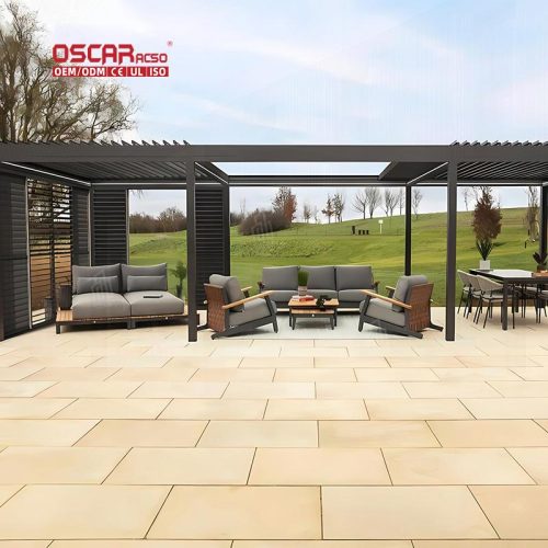 Electric Opening Waterproof Louvered Roof Outdoor Bioclimatic Pergola Garden Patio Balcony Retractable Pergola
