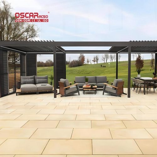 Arbour Cover Garden Balcony Patio with Roofing and Swimspa Space - Ideal Relaxing Entertaining Sunshading Retractable Pergola