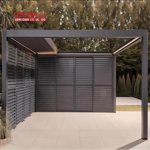 Electric Opening Waterproof Louvered Roof Bioclimatic Outdoor Garden Pergola Patio Terrace Balcony Retractable Pergola