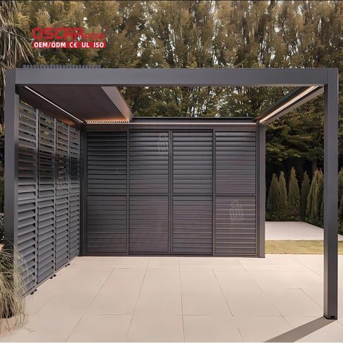 Electric Louvered Roof Gazebo Gardens Patios Decks Resistant To Strong Winds Bioclimatic Metal Pergola Retractable Pergola