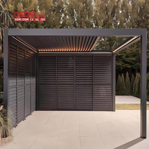 Waterproof Ip65 Motorized Aluminium Louvered Roof System Garden Patio Balcony Outdoor Pergola Kits Retractable Pergola