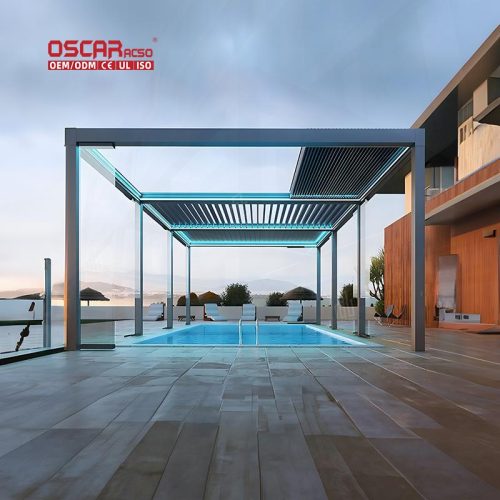 Modern Arch Aluminum Summer 3X3 Pavilion Garden Patio Backyard Retractable Pergola