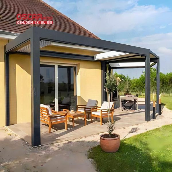 Outdoor Garden Waterproof 3X3M 12X20 Aluminium Pergola Gazebo Backyard Patio Lawn Modern Manual Retractable Pergola