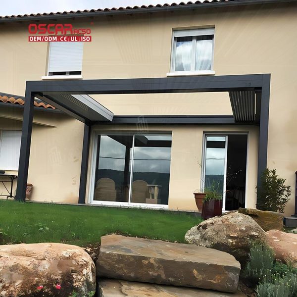 Automatic Opening Louvred Outdoor Patio Arches Bioclimatic Aluminium Structure Garden Terrace Balcony Retractable Pergola