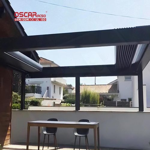 Bioclimatic Pergola Metal Outdoor Furniture with Rgb Lighting Garden Patio Poolside Elegant Functional Retractable Pergola