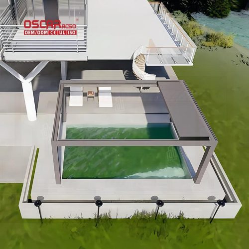 Outdoor Opening Aluminum Louver Roof with Led Light Bioclimatic Design Ideal Gardens Patios and Backyards Retractable Pergola
