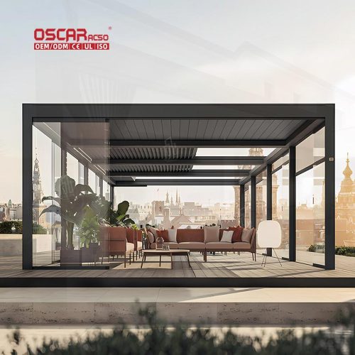 Customized Bioclimatic New Design Waterproof Louvered Outdoor Motorized Pergolas Garden Patio Poolside Retractable Pergola