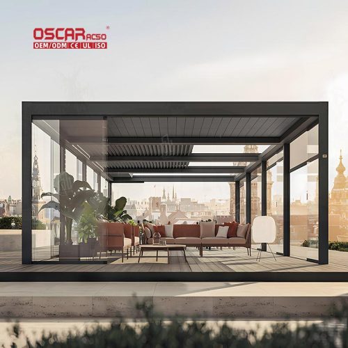 Aluminium Louvered Canopy Covers Outdoor Patio Garden and Backyard Gazebo and Pergola Retractable Pergola