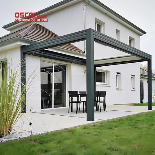 Waterproof Motorized Outdoor Aluminium Sun Awning Louvres Bioclimatic Roof Garden Patio Balcony Retractable Pergola