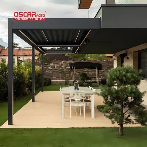 Waterproof Aluminum Coverings Electric Opening Electric Pergola Garden Patio Backyard Outdoor Shading Retractable Pergola