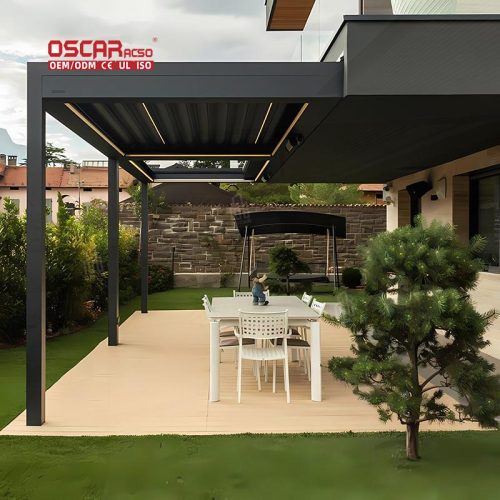 2024 Newest Electric Waterproof Louvered Aluminum Pergola Garden Patio Backyard Outdoor Spaces Retractable Pergola