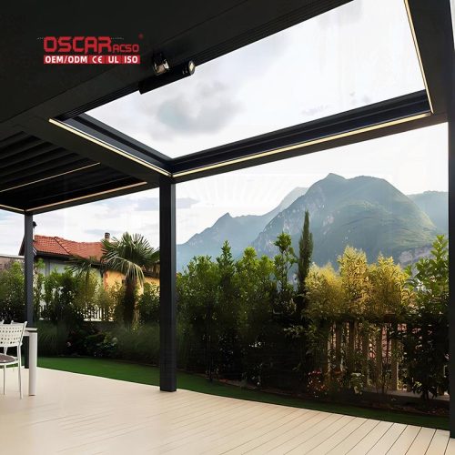 Motorized Adjustable Aluminium Pergola Tent with Side Shade Garden Patio Backyard Outdoor Retractable Pergola