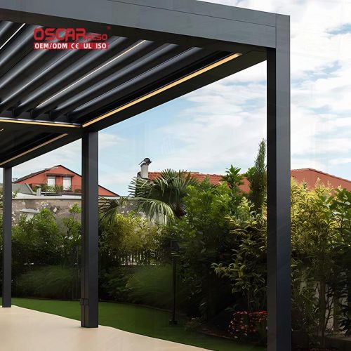 Aluminum Sun Shade Louver Blade Adjustable Roof Outdoor Patio Garden Terrace Bioclimatic innovative Design Retractable Pergola