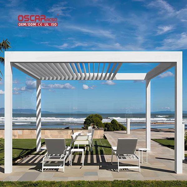 Sturdy Lightweight Aluminum Outdoor Shelter Patio Cover Garden Terrace Balcony Outdoor Structure Retractable Pergola