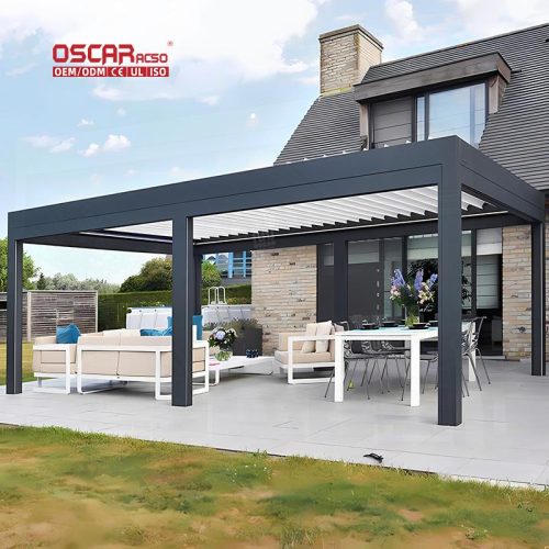 Large Retractable Bioclimatic Outdoor Structure Restaurant Garden Patio Event Retractable Pergola