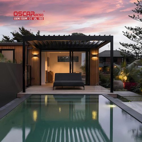 Adjustable Electric Louvered Roof Pergola System Kits Bioclimatic Patio Garden Backyard Outdoor Space Retractable Pergola