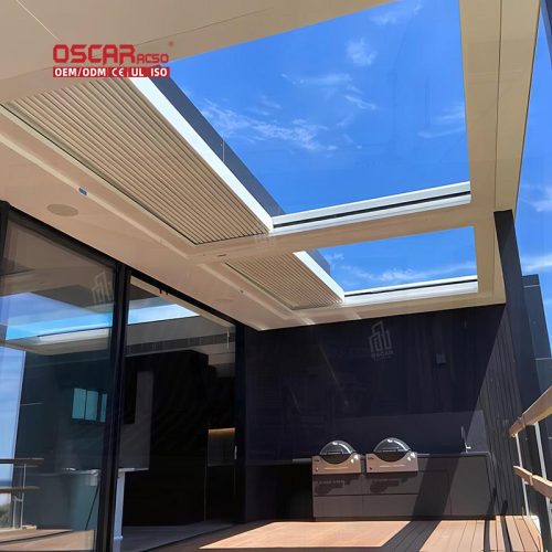 Electric Opening Waterproof Louvered Roof Outdoor Bioclimatic Pergola Garden Patio Balcony Retractable Pergola