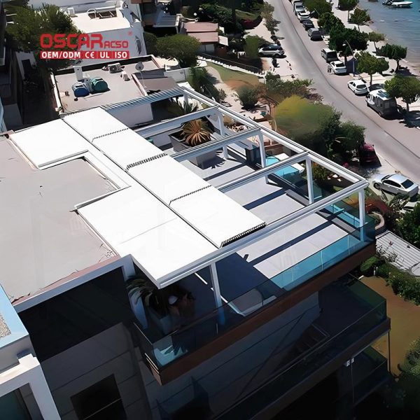 Aluminium Pergola with Motorized Louver Patio Garden and Backyard Stylish and Functional Shade Structure Retractable Pergola