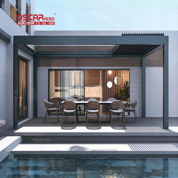 Rainproof Waterproof Aluminium Louvre Gazebo Pergola Garden Patio Backyard Bioclimatic Structure Retractable Pergola