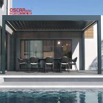 68-(4) Waterproof Retractable Outdoor Aluminium Louvered Motorized Roof Garden Patio Balcony Gazebo Retractable Pergola