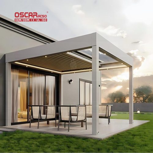 Waterproof Ip65 Motorized Aluminium Louvered Roof System Garden Patio Balcony Outdoor Pergola Kits Retractable Pergola