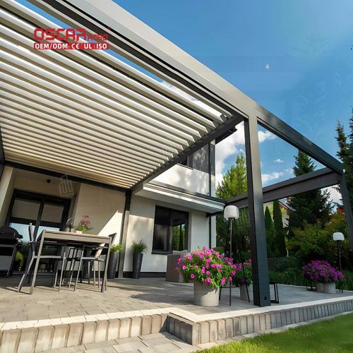 Customized Electric Louvered Outdoor Gazebo Modern Garden and Patio Ideal Backyard and Poolside Retractable Pergola
