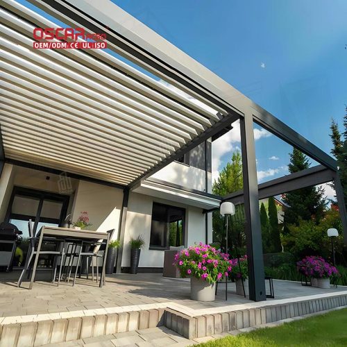 3X6M Rainproof Motorised Aluminum Louvered Sunshade Garden Patio Balcony Retractable Pergola