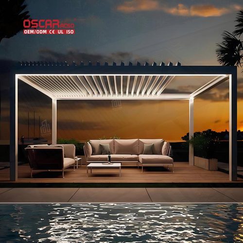Waterproof 3X3M Outdoor New Design Modern Manual Gazebos Aluminum Pergola Roof Garden Patio Backyard Retractable Pergola