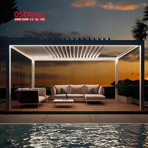 Waterproof 4X4 4X5 Bioclimatic Louvered Aluminum Pergola Ideal Garden Patio and Backyard Outdoor Spaces Retractable Pergola