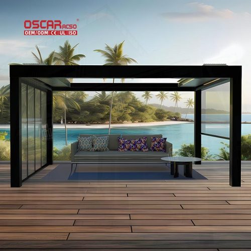 Waterproof Outdoor Aluminium Louvered Roof Kits Garden Patio Backyard Retractable Pergola