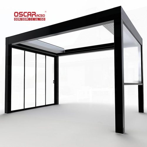Electric Waterproof Louvered Roof Structure Garden Patio Terrace Bioclimatic Pergola  Style Shelter Retractable Pergola