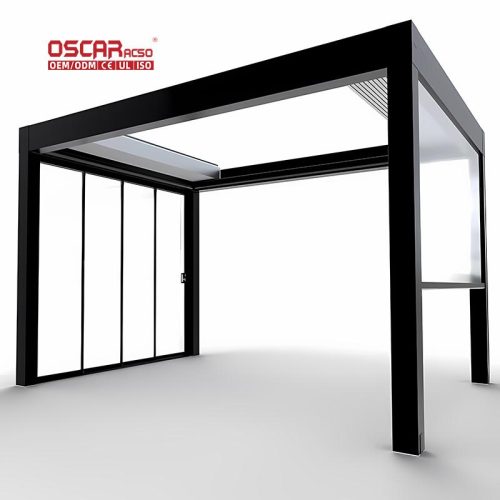 Motorized Adjustable Aluminium Canopy Tent Cover with Side Blind Garden Patio Backyard Outdoor Shading Retractable Pergola