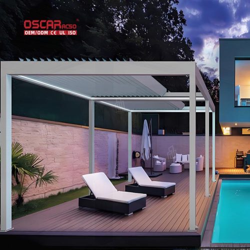 4X6M Aluminium Motorized Louvered Pergola Set Garden Patio Backyard Outdoor Shelter Shade Retractable Pergola