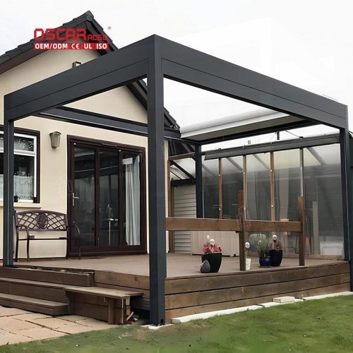 Outdoor Aluminium Waterproof Louver Roof Metal Pergola Modern Stylish Patio Backyard Garden Retractable Pergola