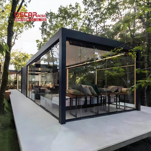 Adjustable Louver Motorized Bioclimatic Modern Aluminum Outdoor Patio Garden Backyard Pergola Kits Retractable Pergola