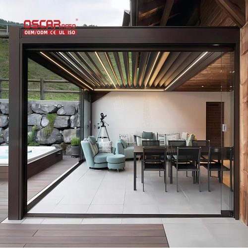 Waterproof Motorized Louvered Pergola Roofing Ideal Backyard Patio Garden European Style Outdoor Structure Retractable Pergola