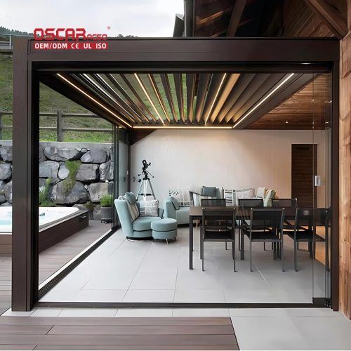Outdoor Waterproof Motorized Pvc Aluminum Arbors and Pavilions For Garden Patio Backyard Retractable Pergola