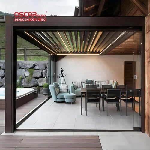 Pergola Garden Waterproof Automatic Motorized Rolling Roof System Ideal Backyard Patio Outdoor Gathering Retractable Pergola