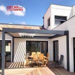 79.-(1) Waterproof Retractable Outdoor Aluminium Louvered Motorized Roof Garden Patio Balcony Gazebo Retractable Pergola