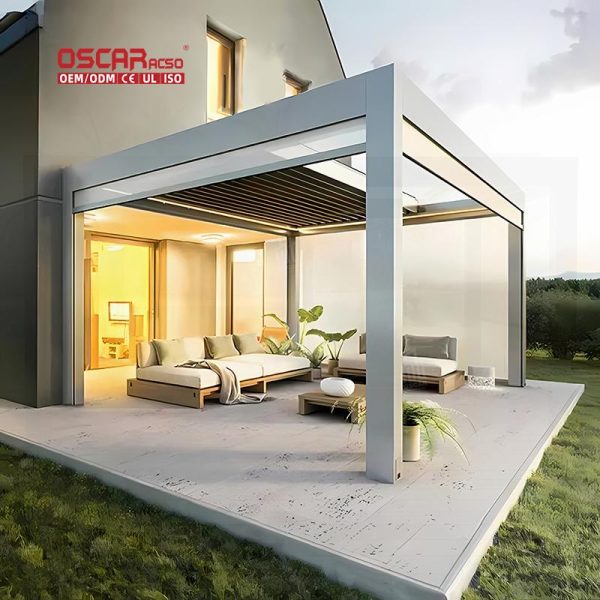 Garden Waterproof Motorized Aluminum Sun Cover Shading and Protection Ideal Backyards Patios and Gardens Retractable Pergola