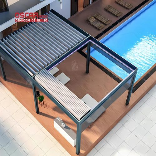 Rainproof Sun - Shading Foldable Adjustable Outdoor Patio Balcony Aluminium Louvered Roof Kit Retractable Pergola