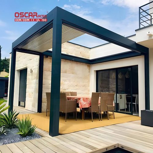 - Resistant Light - Filtering Outdoor Shades Awning Garden Terrace Balcony Aluminium Shade Structures Retractable Pergola