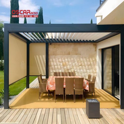 3X3 Aluminium Garden Outdoor Electric Waterproof Pergola with Opening Roof Louver Patio Backyard Terrace Retractable Pergola