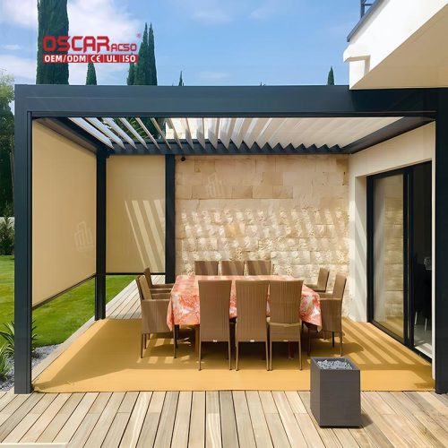 Customizable Pergola Louvre System Garden Gazebo Patio Furniture Outdoor Spaces in Backyards and Patios Retractable Pergola