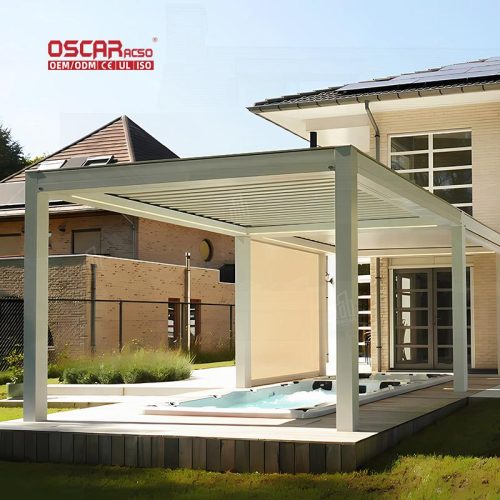 Light Outdoor Garden Patio Energy - Saving Sun - Blocking Structure Ideal Relaxing Entertaining Gathering Retractable Pergola