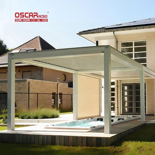 Motorized Waterproof Covers Pergola with Led Lights Ideal Backyard Patio Garden Retractable Pergola